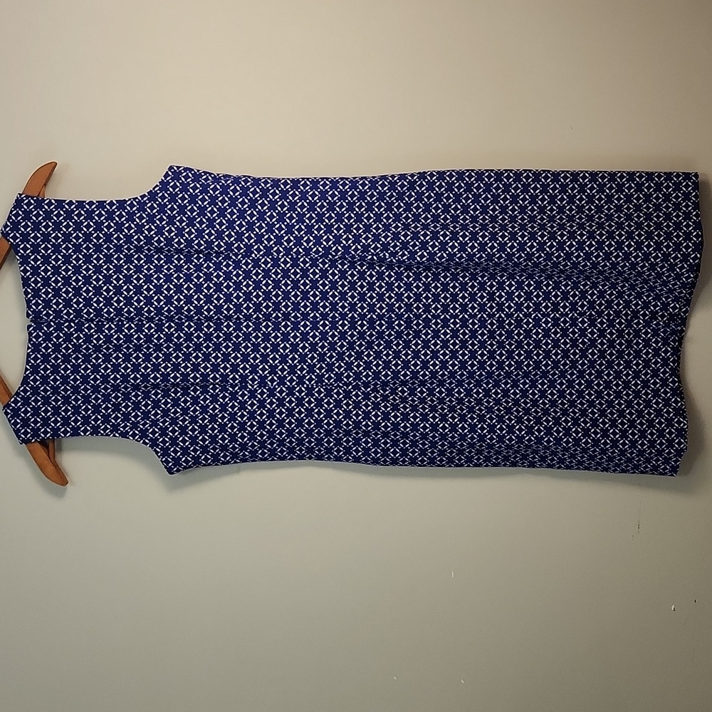 Mario Serrani Blue Geometric Print Sheath Dress - Picture 2 of 10
